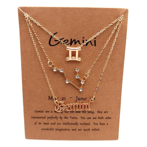 The Unbranded Brand Jewelry - Gemini Layered Necklace Set Gold Zodiac Constellation 3pc